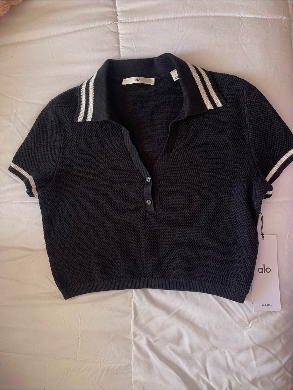 Alo Tennis Club Sweater Knit Cropped Polo